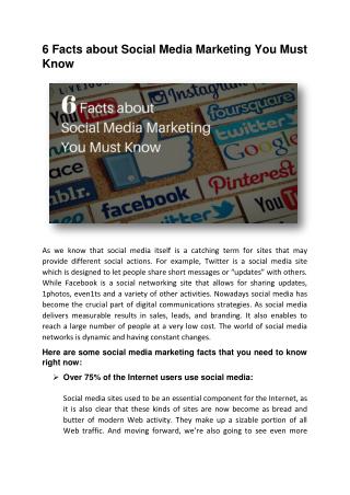 6 Facts about Social Media Marketing You Must Know