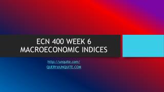 ECN 400 WEEK 6 MACROECONOMIC INDICES