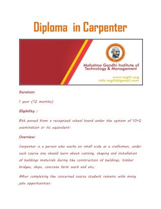 Diploma in Carpenter