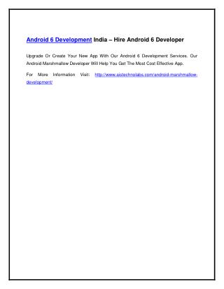 Android 6 Development India – Hire Android 6 Developer