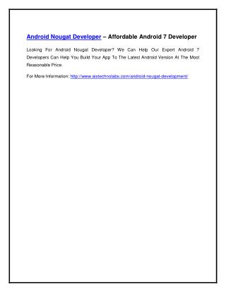 Android Nougat Developer – Affordable Android 7 Developer