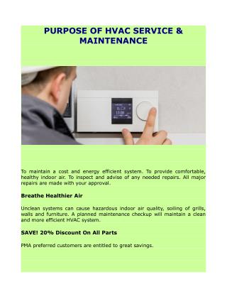 Purpose of HVAC Service & Maintenance