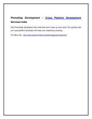 PhoneGap Development – Cross Platform Development Services India