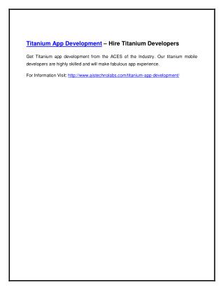 Titanium App Development – Hire Titanium Developers