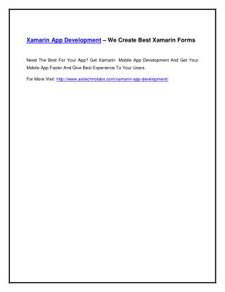 Xamarin App Development – We Create Best Xamarin Forms