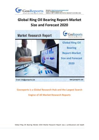 Global Ring Oil Bearing Report-Market Size and Forecast 2020