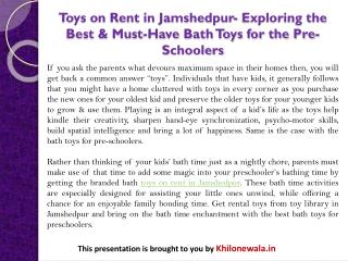 Toys on Rent in Jamshedpur- Exploring the Best & Must-Have Bath Toys for the Pre-Schoolers