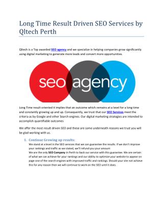 Long term SEO result Driven Company - Qltech