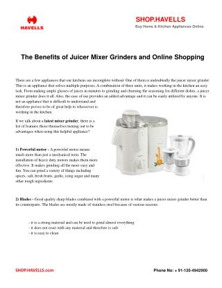 The Benefits of Juicer Mixer Grinders and Online Shopping