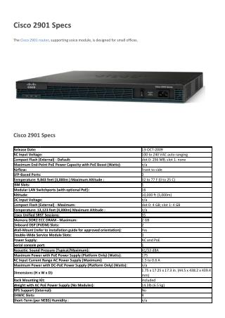 Cisco 2901 Specs