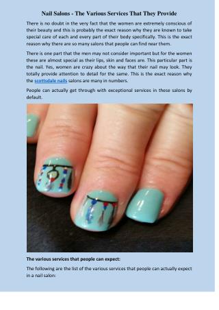 Nail Salons - The Various Services That They Provide