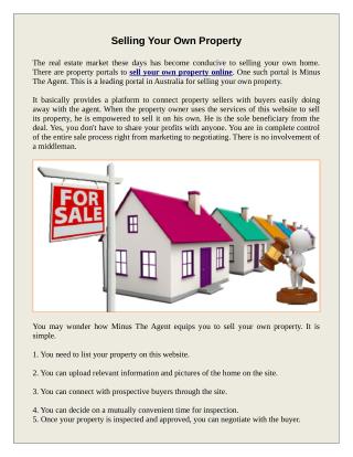 Selling Your Own Property Privately