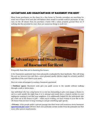Advantages and Disadvantages of Basement for Rent