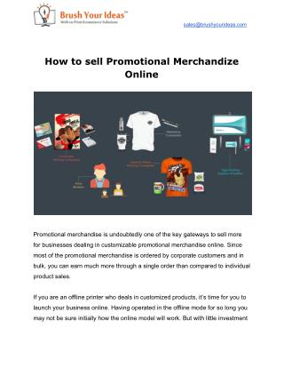 How to sell Promotional Merchandize Online
