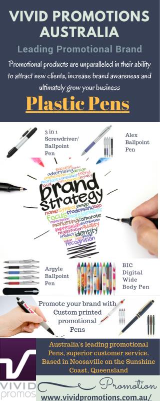 Printed Plastic Pens at Vivid Promotions Australia