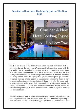 Consider A New Hotel Booking Engine for The New Year