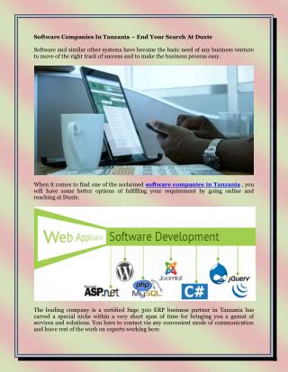 Software Companies In Tanzania – End Your Search At Duxte