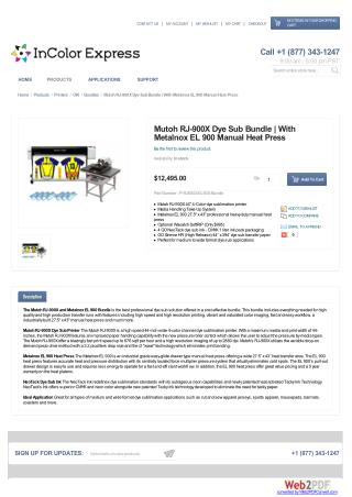 Mutoh RJ-900X Dye Sub Bundle | With Metalnox EL 900 Manual Heat Press