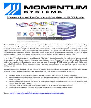 Momentum Systems: Lets Get to Know More About the HACCP System!