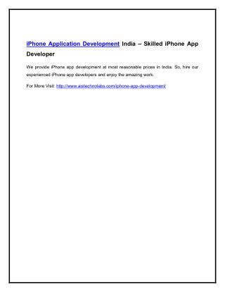 iPhone Application Development India – Skilled iPhone App Developer