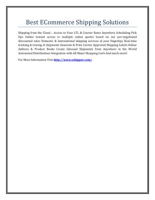 Best ECommerce Shipping Solutions