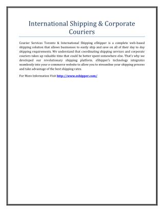 International Shipping & Corporate Couriers