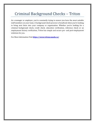 Criminal Background Checks – Triton