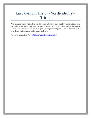 Employment History Verifications – Triton