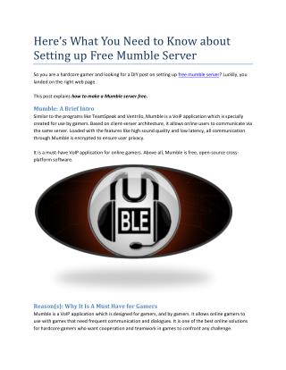 Here’s What You Need to Know about Setting up Free Mumble Server