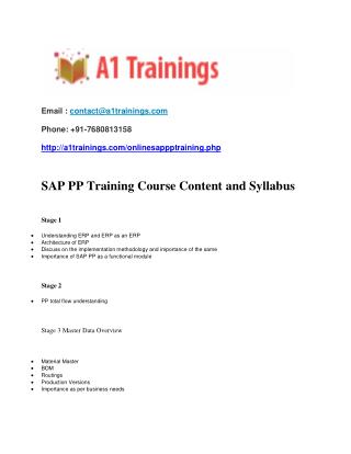 sap pp online training - course content