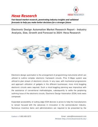 Electronic Design Automation Market Analysis, Size, Share, Growth, Industry Trends and Forecast to 2024 - Hexa Research