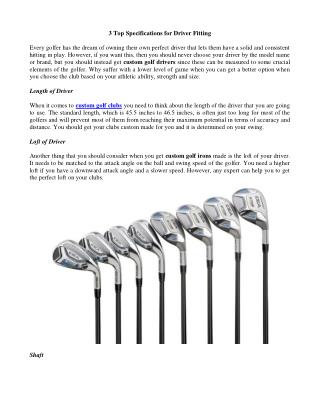 3 Top Specifications for Driver Fitting