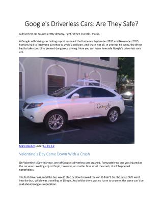 Google's driverless cars are they safe