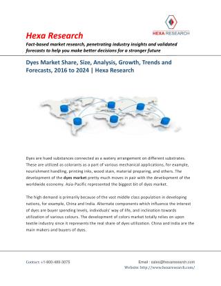 Dyes Market Research Report - Global Industry Analysis, Size, Share and Forecast to 2024 | Hexa Research