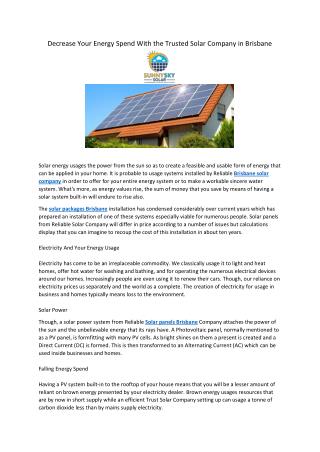 Decrease Your Energy Spend With the Trusted Solar Company in Brisbane