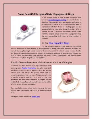 Some Beautiful Designs of Color Engagement Rings
