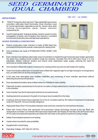 Seed Germinator - Dual Chamber | Manufacturer and Supplier - Tanco Lab