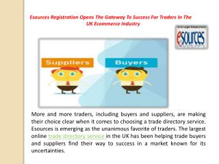 Esources Registration Opens The Gateway To Success For Traders In The UK Ecommerce Industry