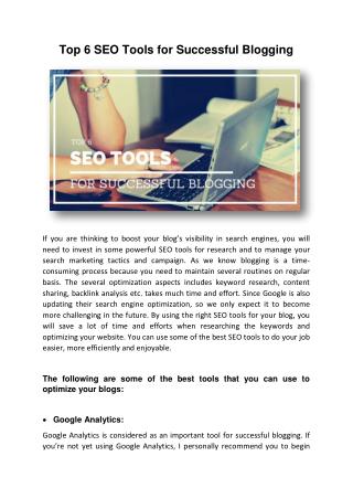 Top 6 SEO Tools for Successful Blogging