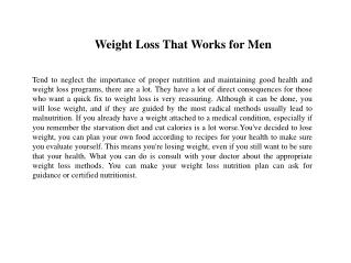 Weight Loss Behaviors