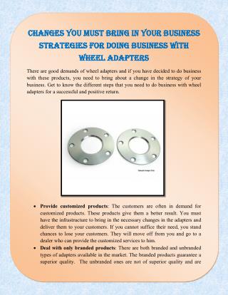 Changes You Must Bring In Your Business Strategies for Doing Business with Wheel Adapters