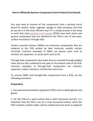 How to Efficiently Remove Components from Printed Circuit Boards