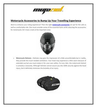 Motorcycle Accessories to Bump Up Your Travelling Experience