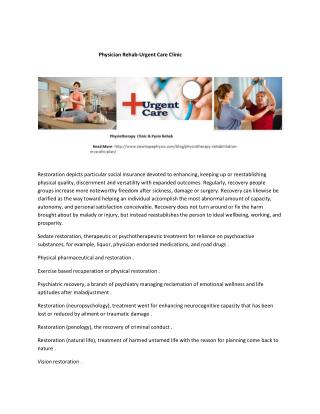 Physician Rehab-Urgent Care Clinic