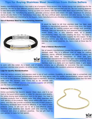 Tips for Buying Stainless Steel Jewelries from Online Sellers
