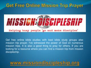 Get Free Online Mission Trip Prayer