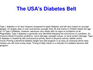 The USA's Diabetes Belt