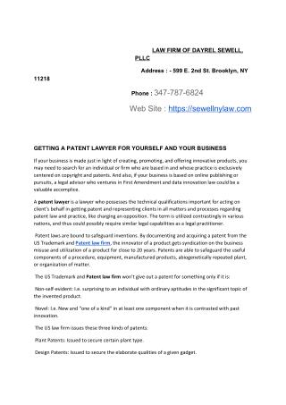GETTING A PATENT LAWYER FOR YOURSELF AND YOUR BUSINESS