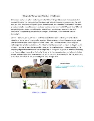 Chiropractic Therapy-Easier Than Cure of the Disease