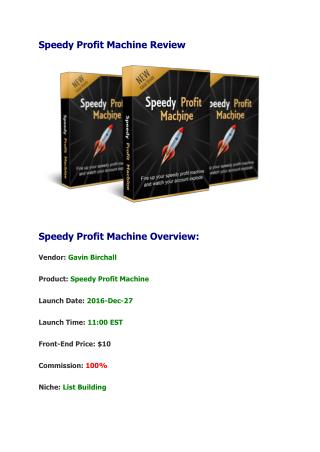 Speedy Profit Machine Review